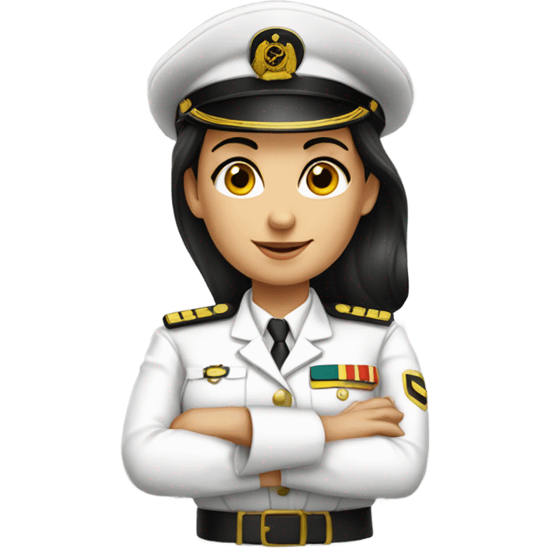 German Ship Captain Woman white Uniform dark hair emoji