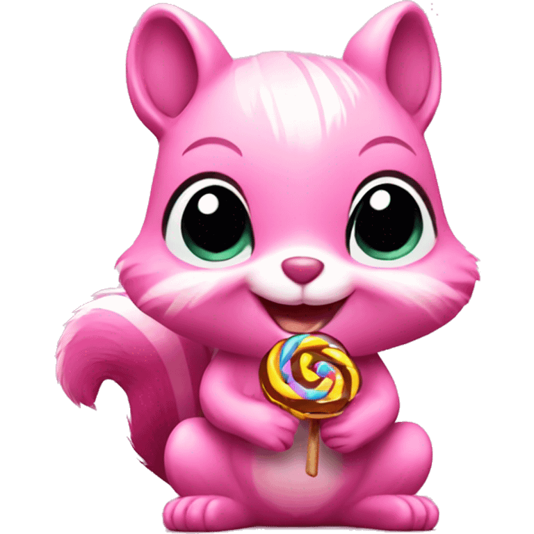 Pink squirrel with candy emoji