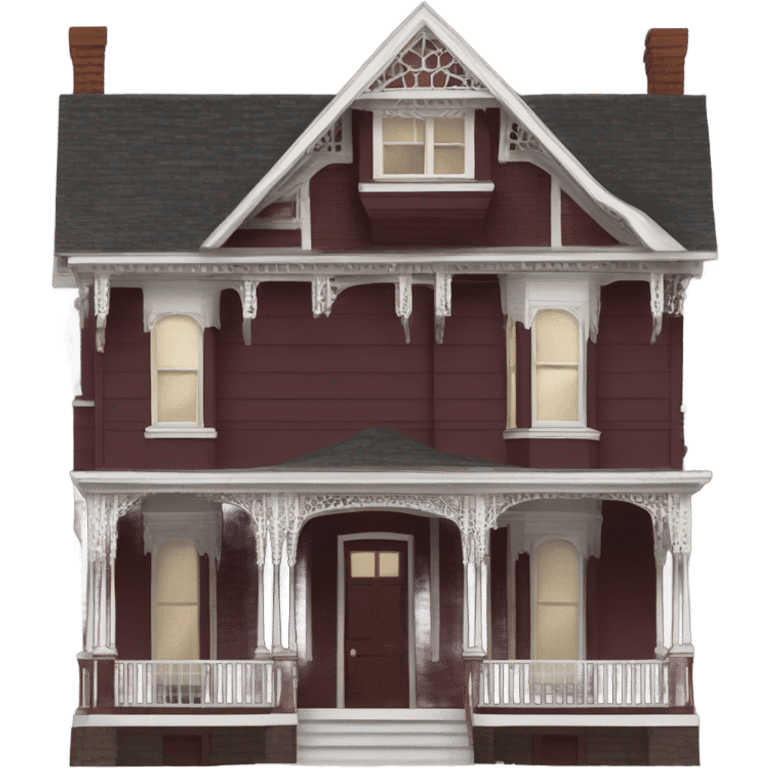 Maroon 2 story cedar siding victorian house emoji