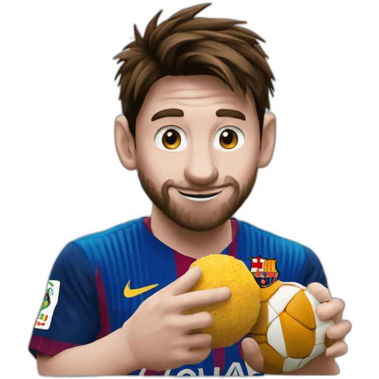 MESSI qui mange un bonbon emoji