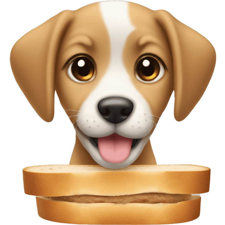 cute puppy in between two slices of bread emoji