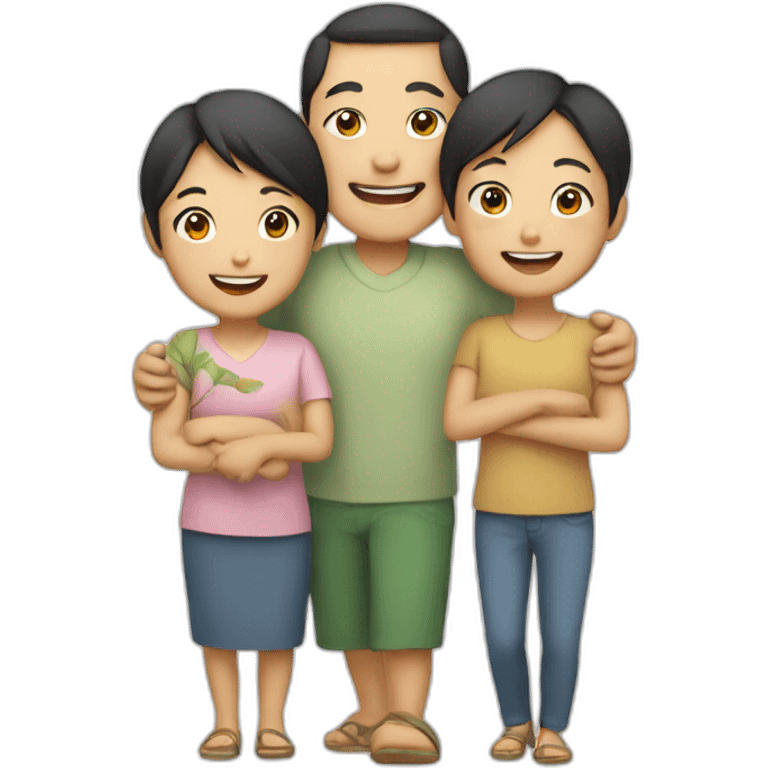 happy asian family emoji