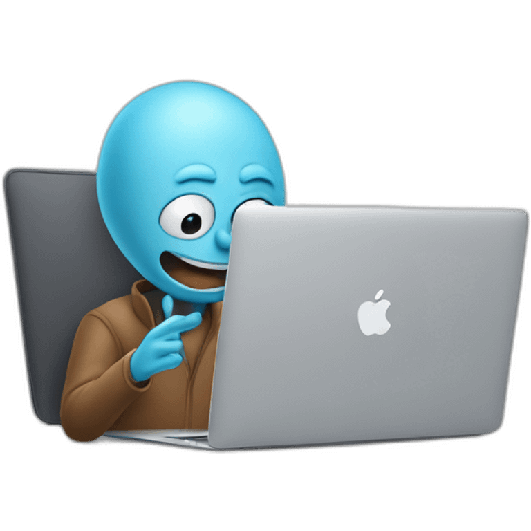 Mr. Meeseeks working on macbook emoji