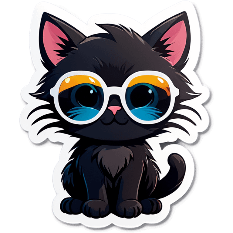 Black kitten with sunglasses  emoji