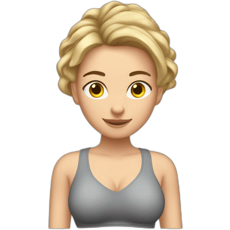 fit Caucasian woman small panties hands-in-hair pose (full body) emoji