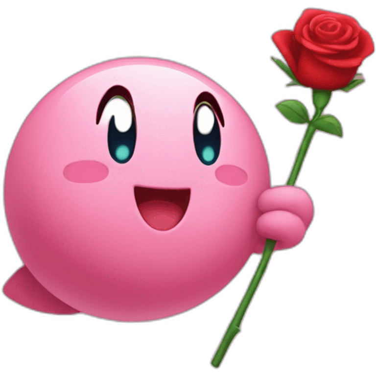 kirby giving someone a rose emoji