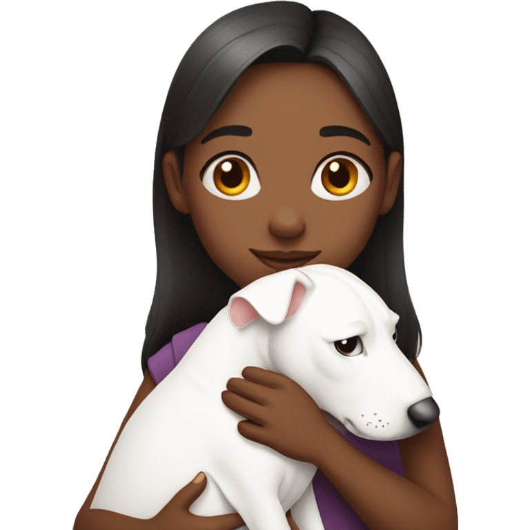 girl is hugging bull terrier  emoji