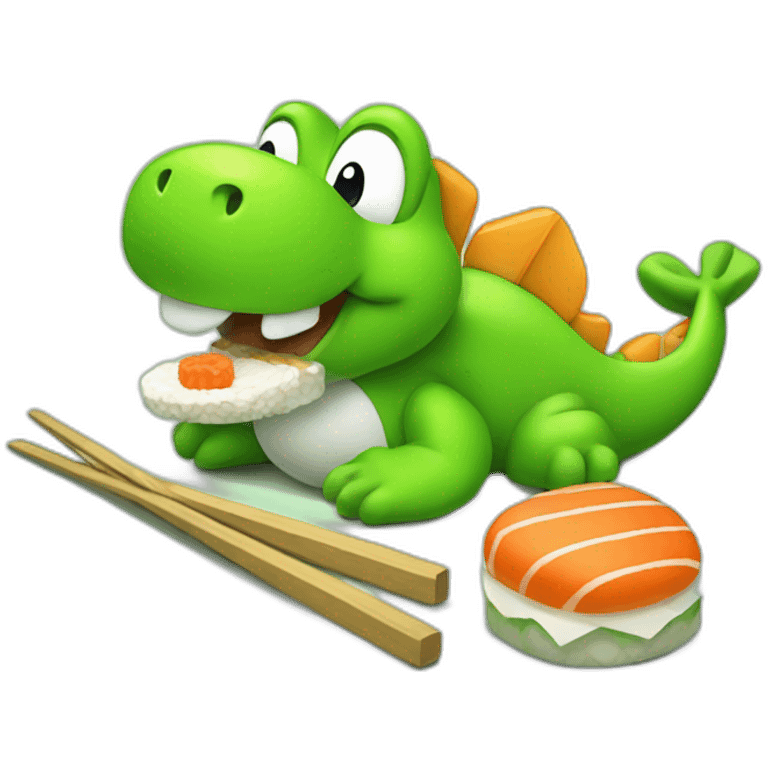 Green Yoshi eating sushi emoji