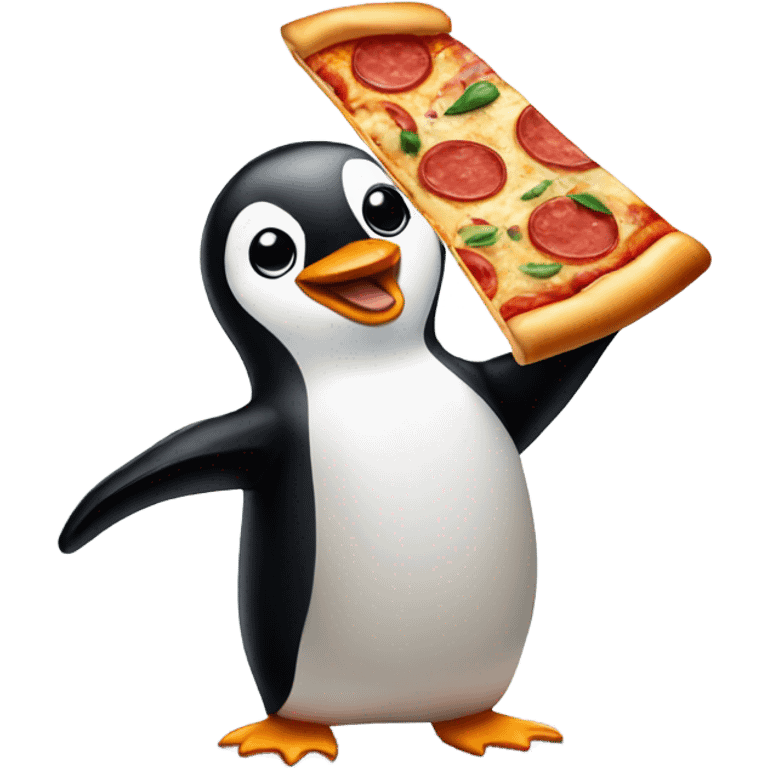 penguin with pizza emoji