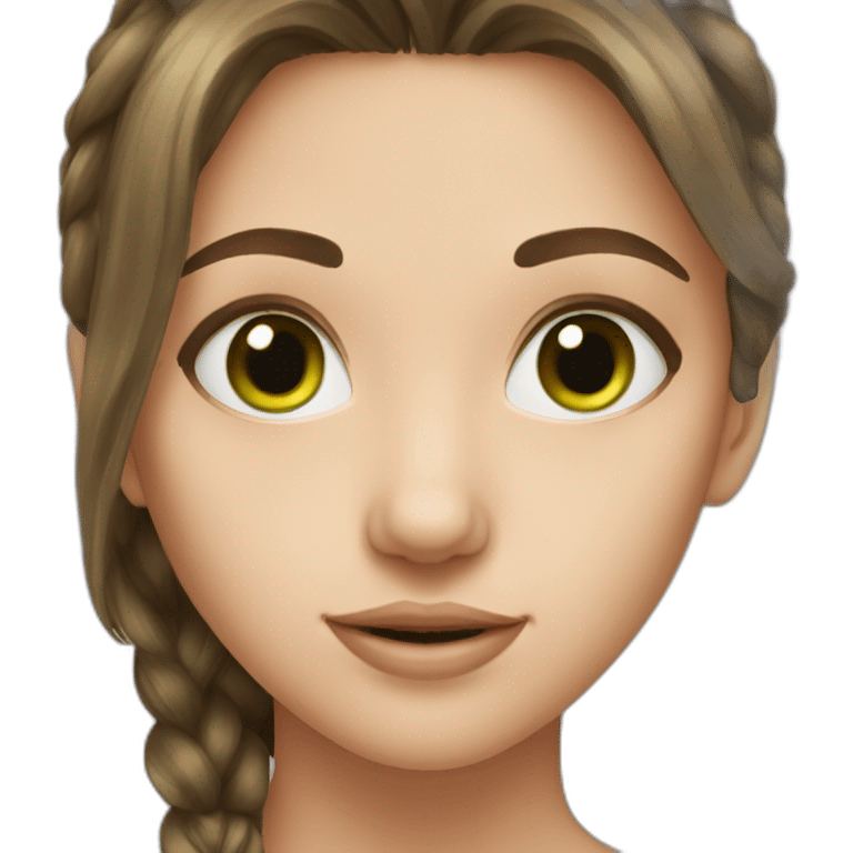 Girl have a brown hair green eyes and 17 years old  emoji