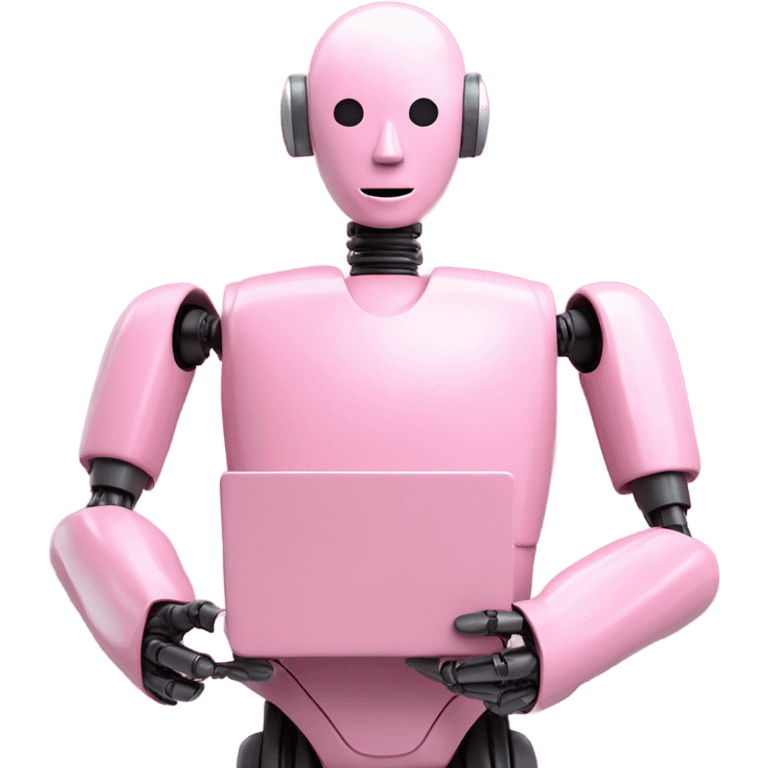 human-like pink robot carrying email icon in hands.  emoji