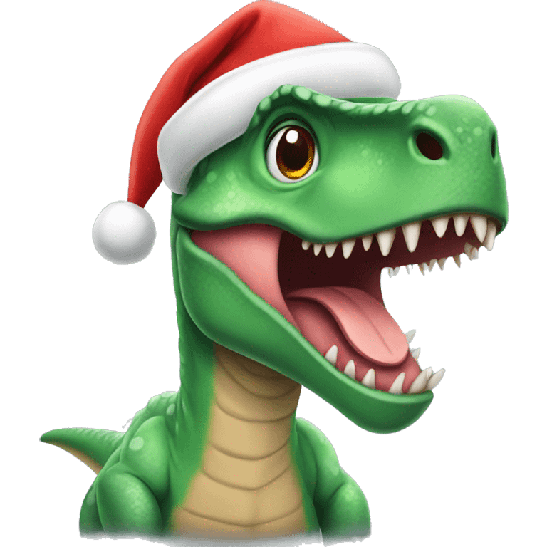 dinosaur wearing santa hat emoji