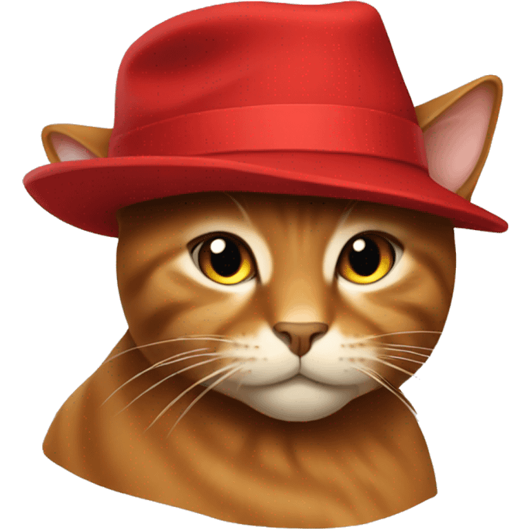 Brown cat in a red hat emoji