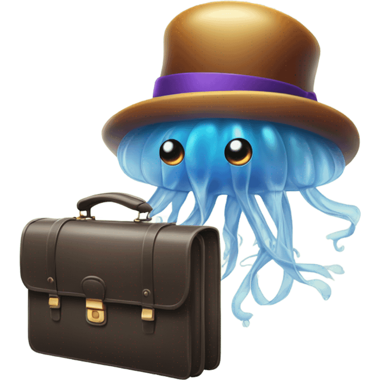 jellyfish wearing top hat and tie with briefcase  emoji