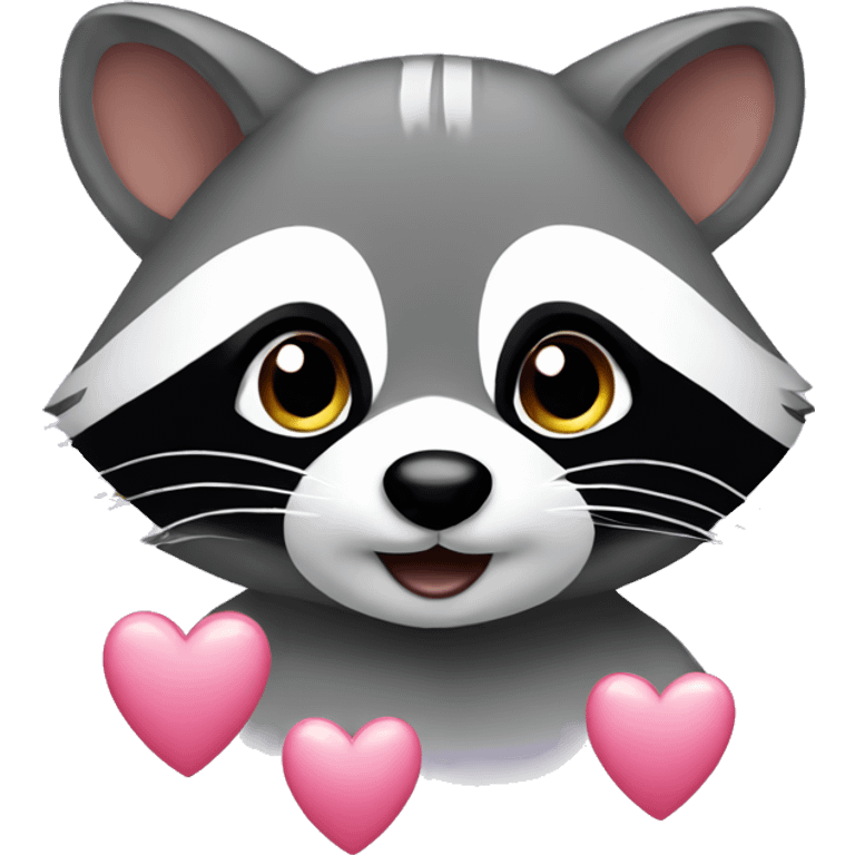 Cute Raccoon with hearts emoji