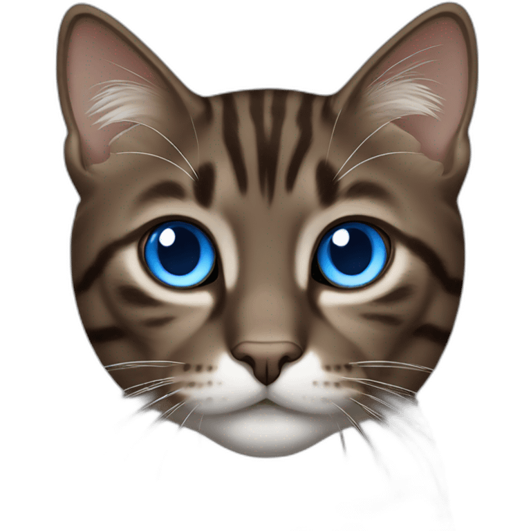 dark brown tabby cat and white blue eyes emoji