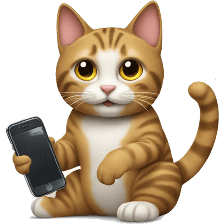 Cat holding phone emoji