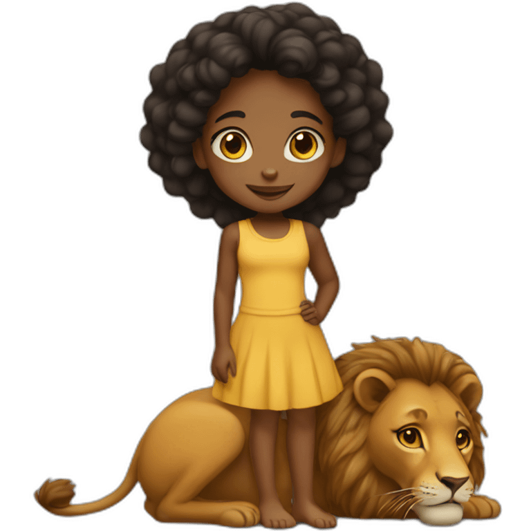 Small black girl on a lion emoji