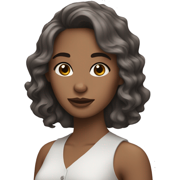 Brunette with gray eyes wavy hair emoji