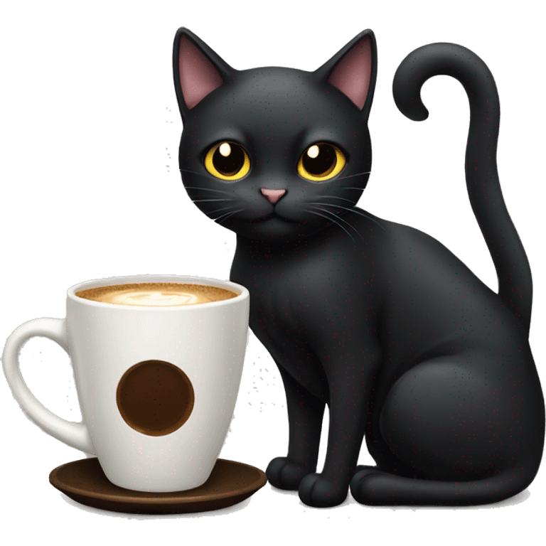 Black cat and coffee emoji