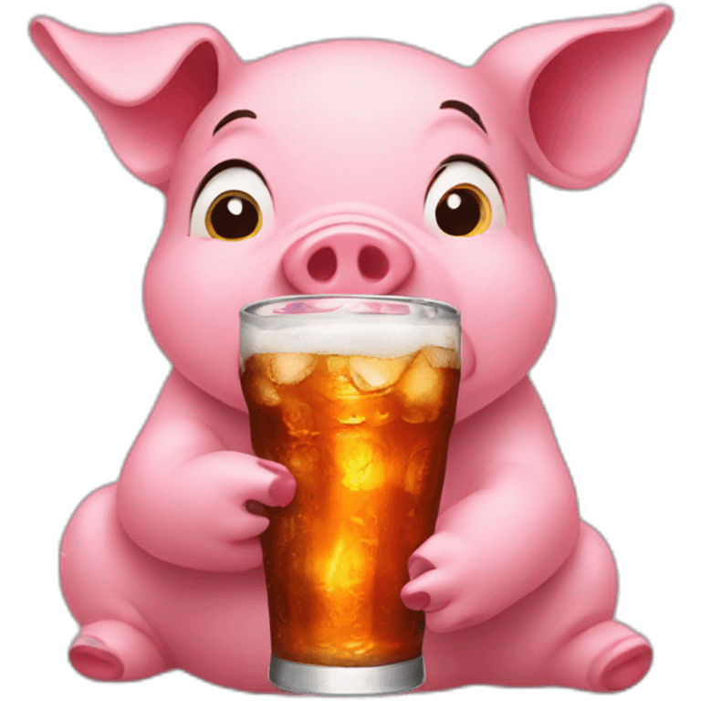 Pig drinking cola emoji