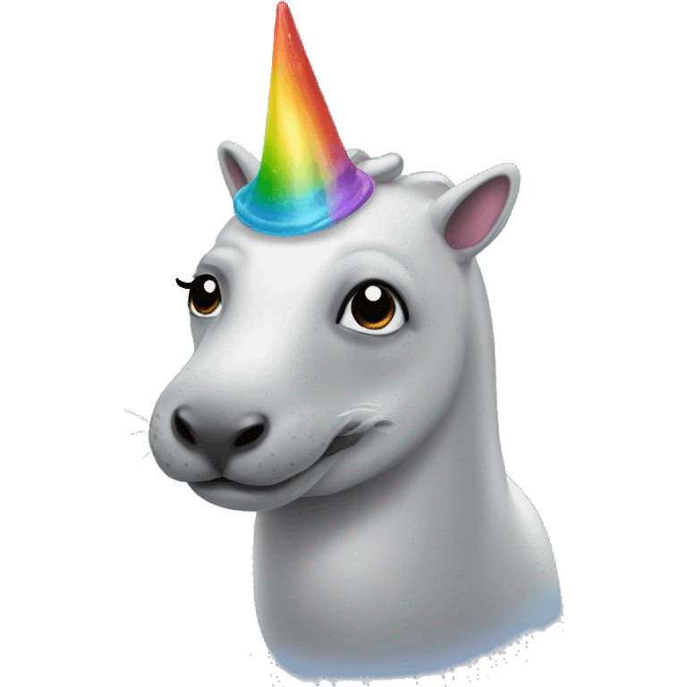 seal unicorn with a rainbow horn emoji