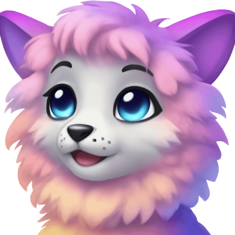 Adorable innocent cute gradient-Sparkle-nebula-fursona anthropomorphic furry full body emoji