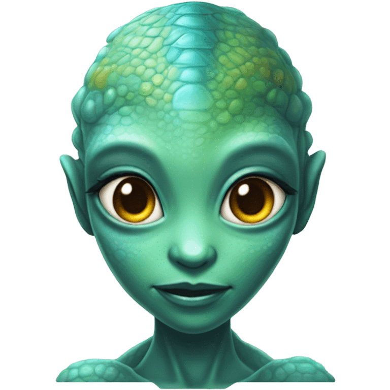 Alien reptilian woman, working emoji