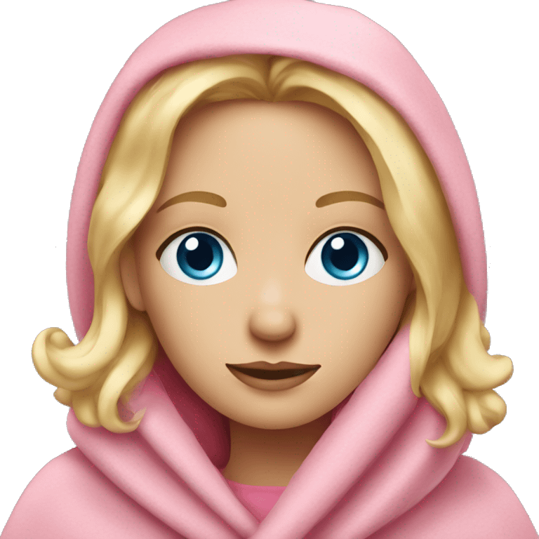 Blonde girl with blue eyes wrapped in pink blanket  emoji