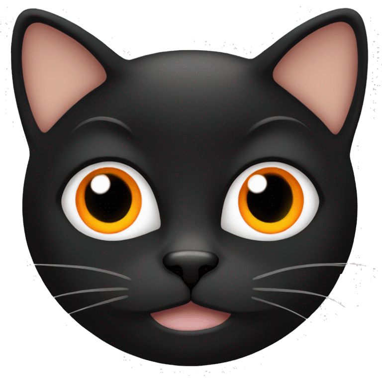 Black cat with white chin and orange eye emoji