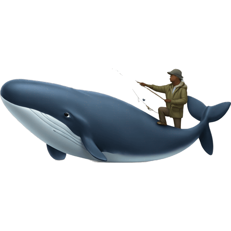 fisherman touching giant whale emoji