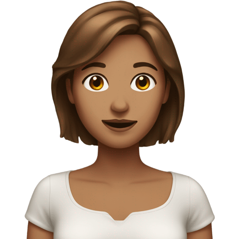 Woman with brown hair whit friend emoji