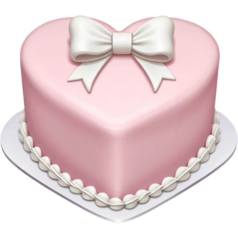 Pastel pink heart shaped cake with fancy icing and bows emoji