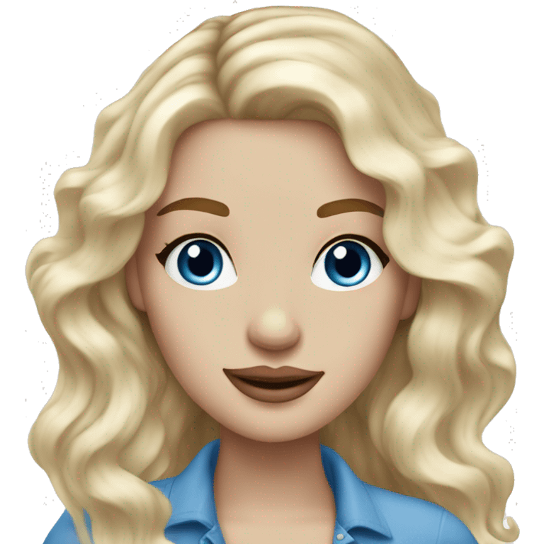 coquette white girl white long wavy blonde hair, blue eyes and freckles emoji