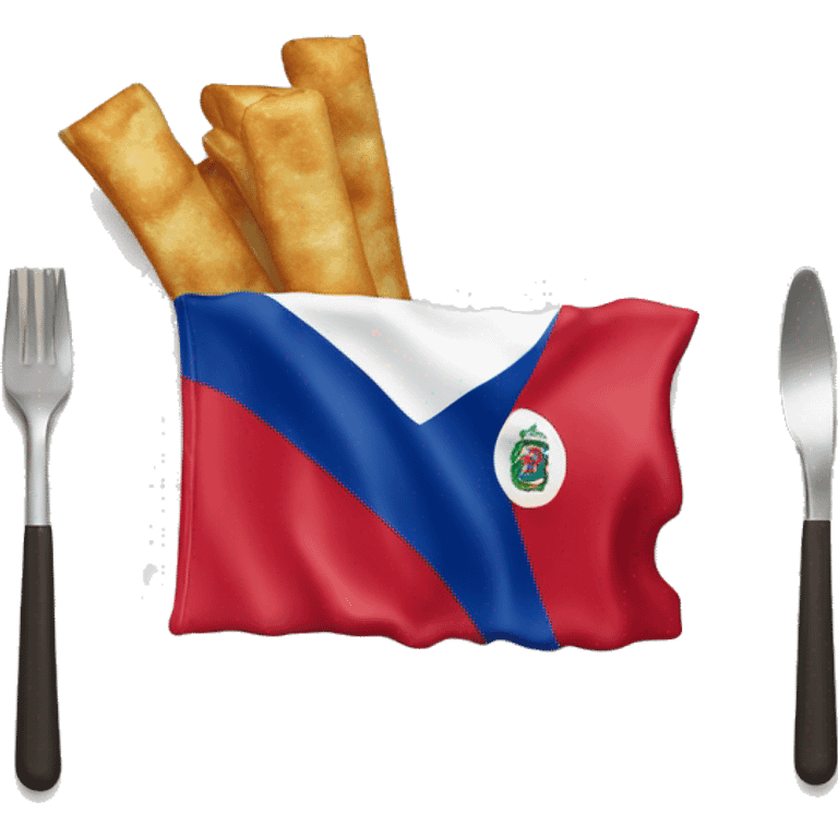 Dominican Republic flag with Korean food  emoji