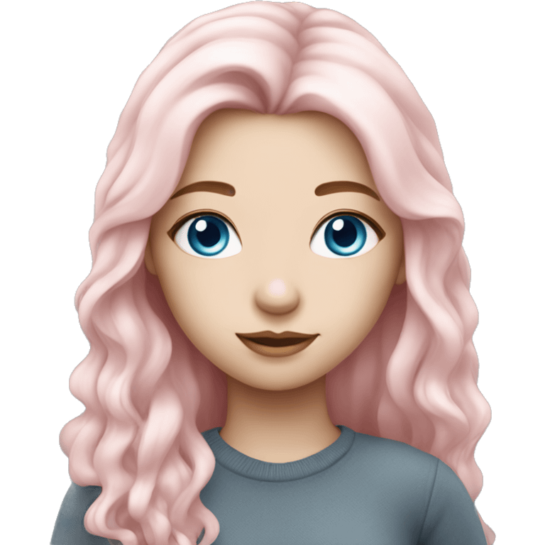 beautiful girl with fair skin, blue eyes and long pale pink hair emoji