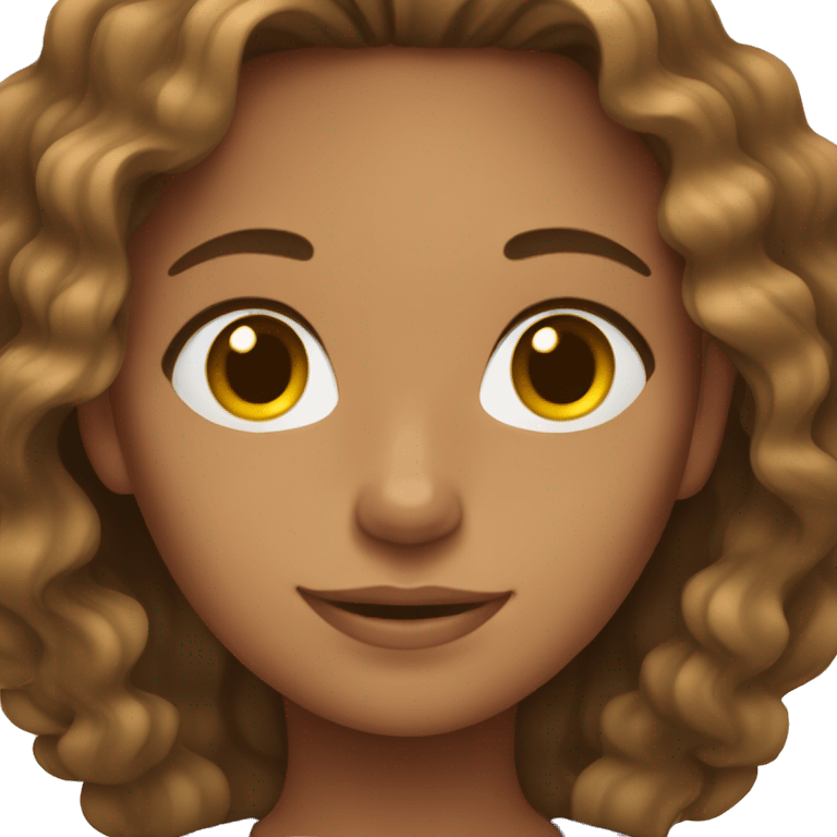 Tan girl with wavy brown hair emoji