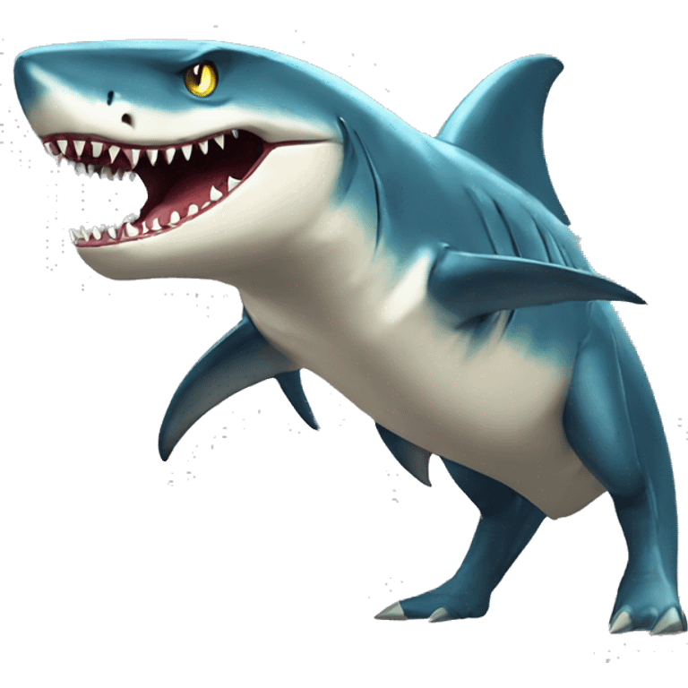 Full body edgy shiny shark-alligator-raptor-Digimon emoji