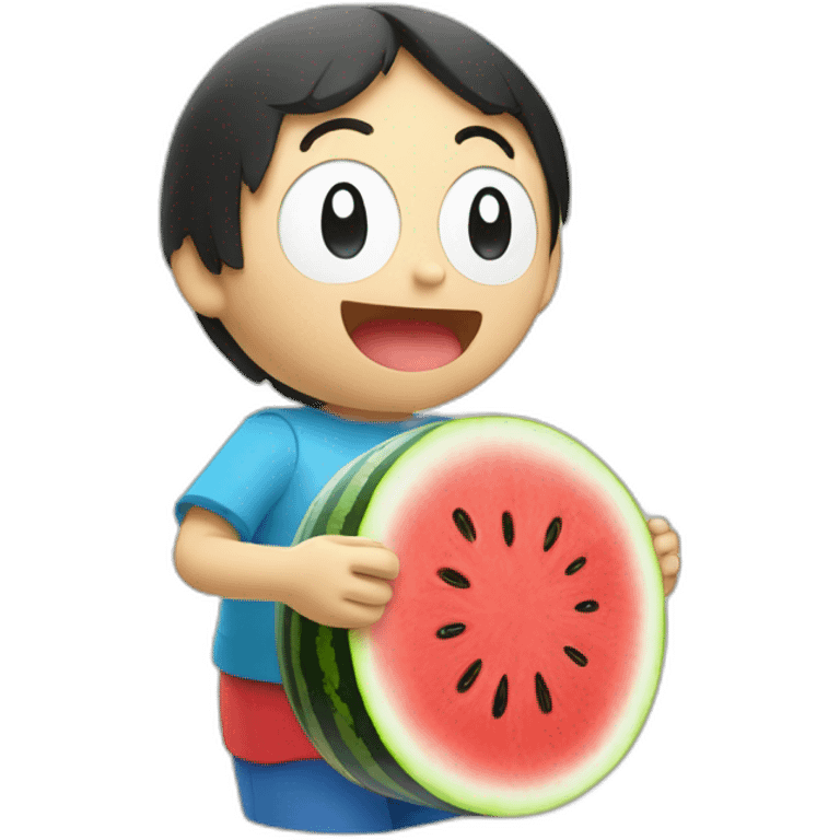 Doraemon with a watermelon emoji