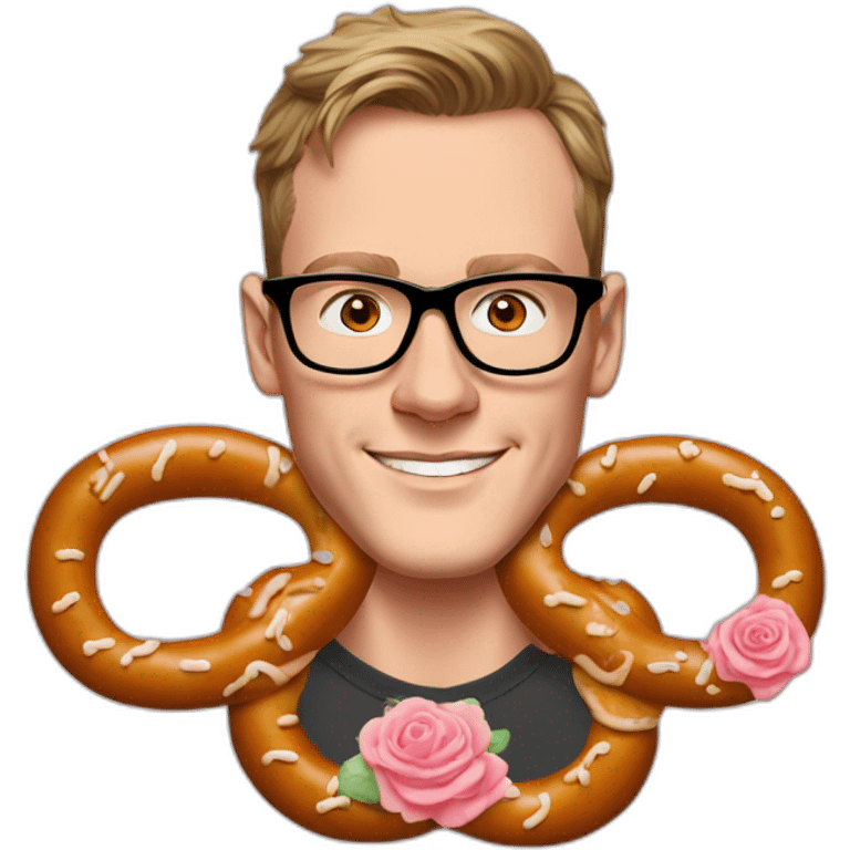 Jonathan Toews wearing glasses as a pretzel with pastel roses emoji