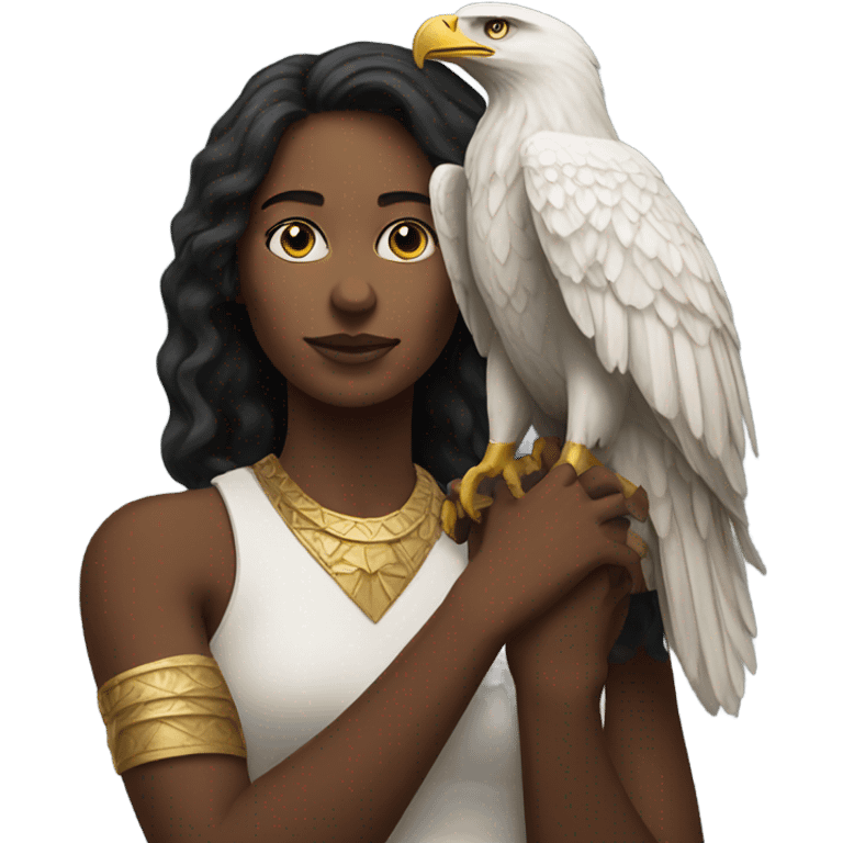 Woman holding an eagle  emoji