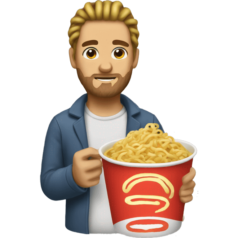 Cup of noodle with a man bun emoji