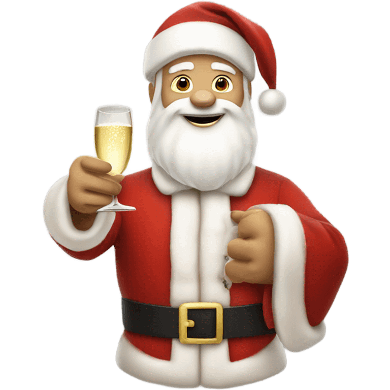 A white Santa with a glass of champagne emoji