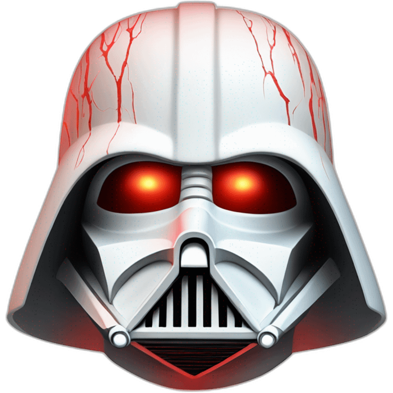 a white darth vader with red glowing cracks going through the helmet emoji