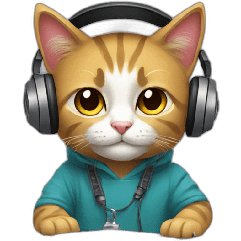 DJ cat with turntable emoji