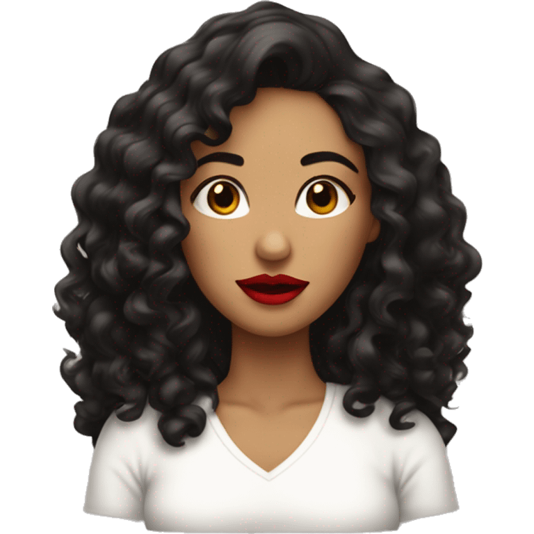 pretty-long-curly-blackhair-carameltone-woman-red-lips- emoji