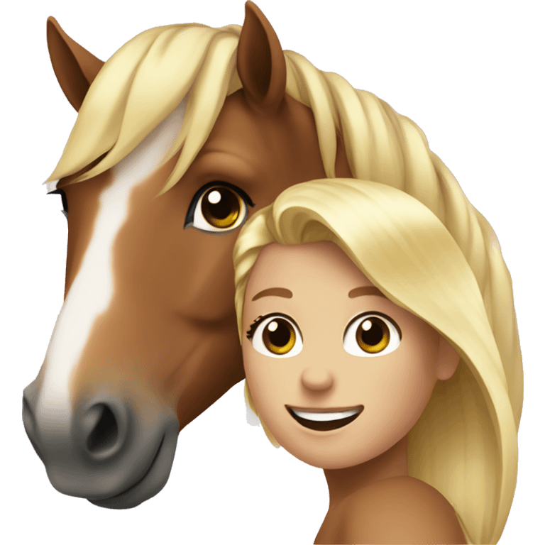 Horse with blond haired girl emoji