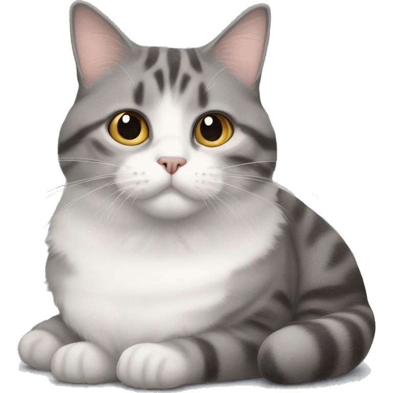 fat tabby cat and fluffy grey calico emoji