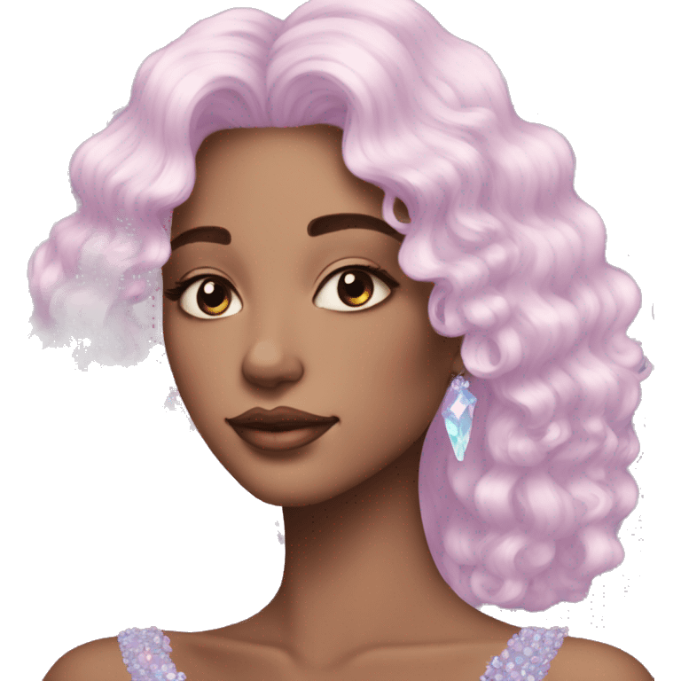 Gorgeous Pastel Lady with crystals in hair aesthetic emoji