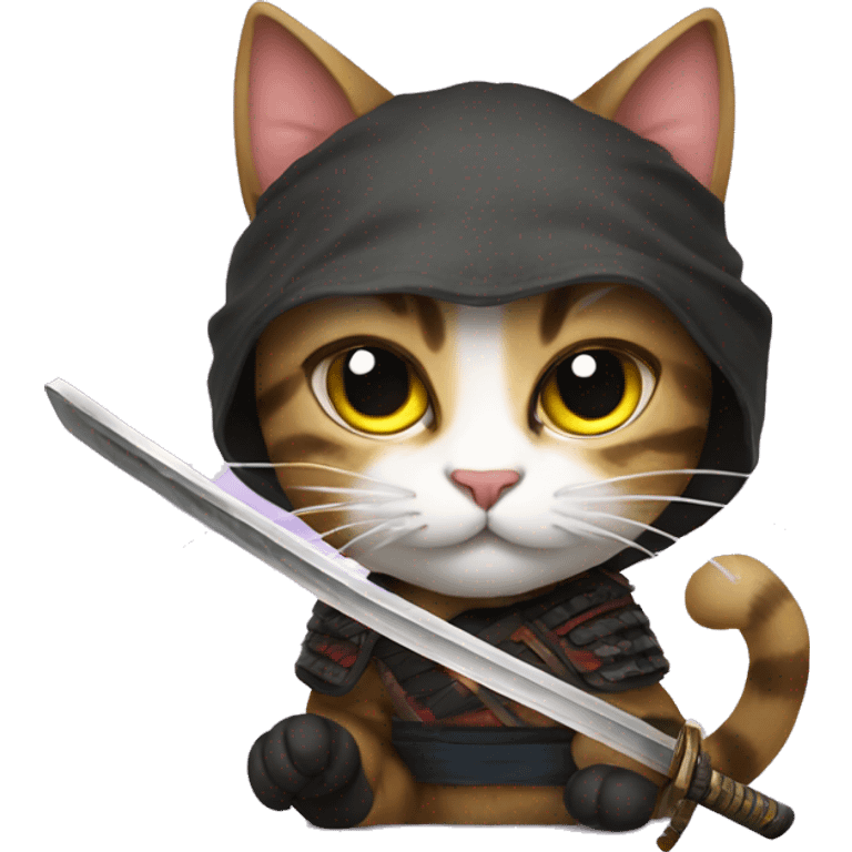 Awesome cat with katana emoji